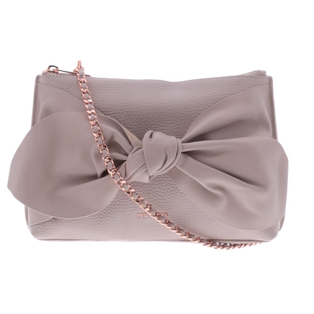 NWT Ted Baker Darnna Knot Bow Soft Leather Crossbody Clutch